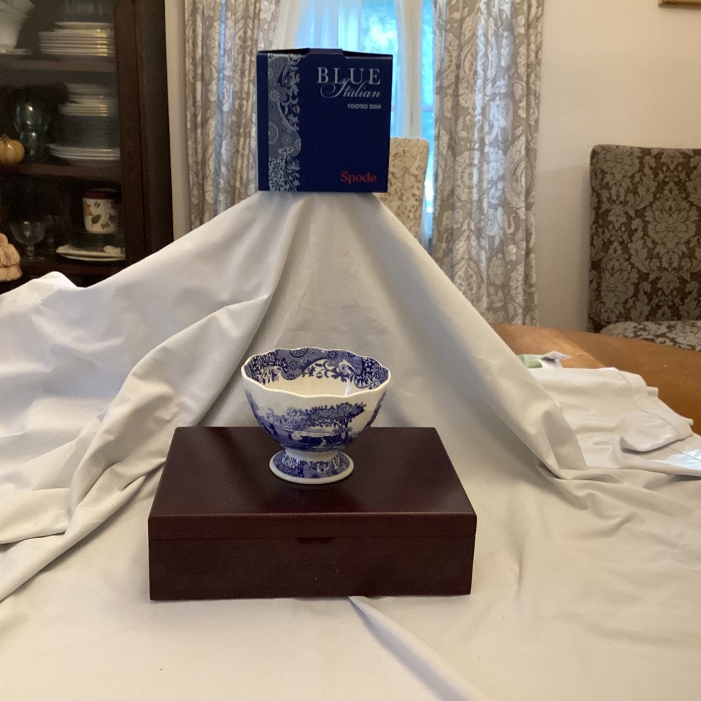 Spode Blue Italian Footed Dish 4.75”